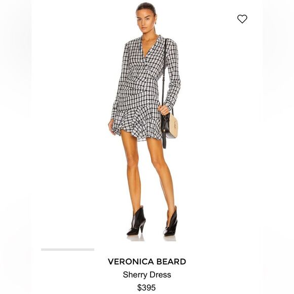 VERONICA BEARD ladies BLUE WHITE SHERRY shirt DRESS small gingham plaid ruffle - Picture 15 of 16